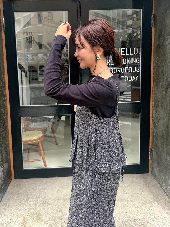 ベロアボートネックプルオーバー / ブラック