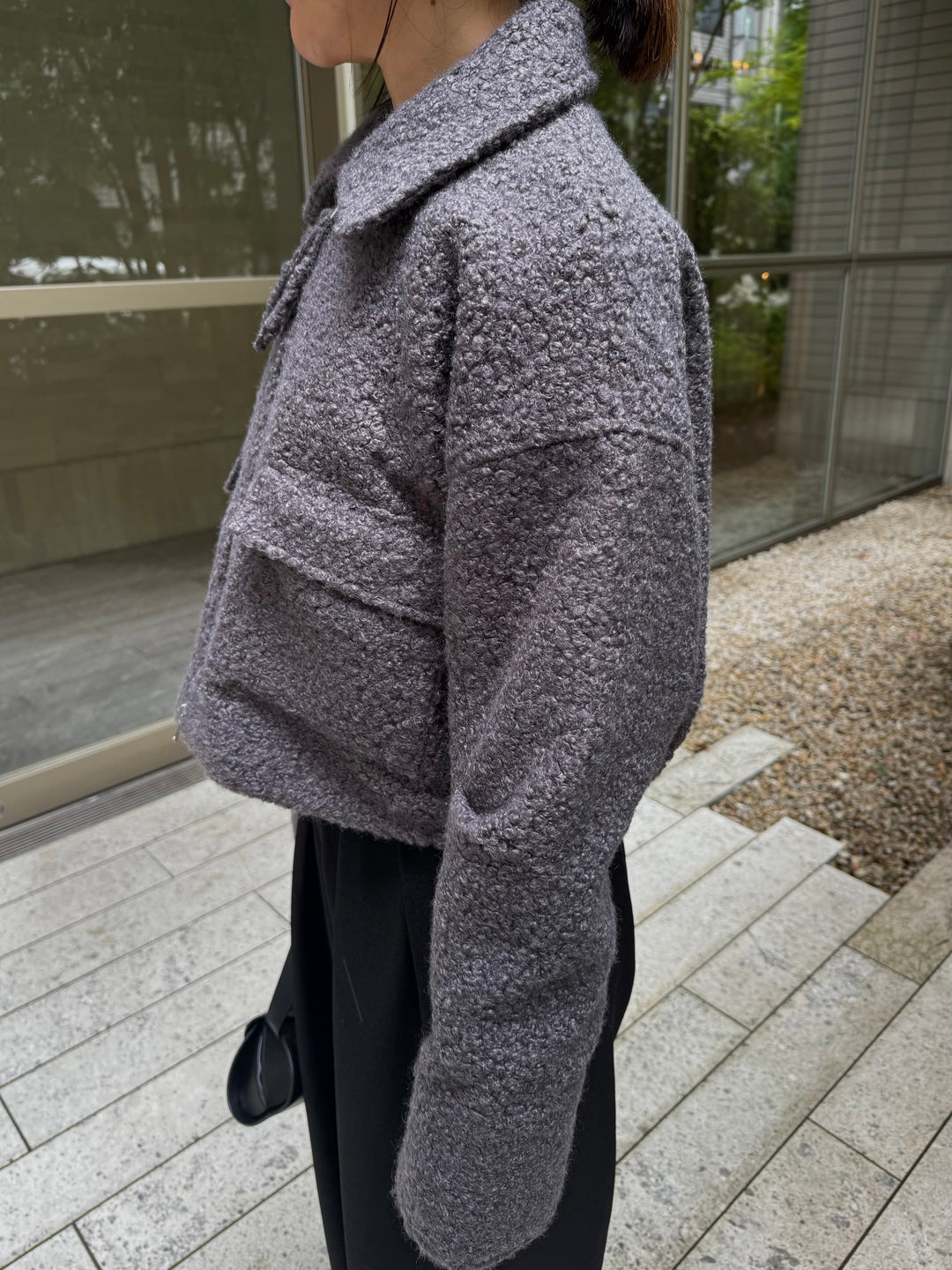 ループツイードショートジャケット / グレー