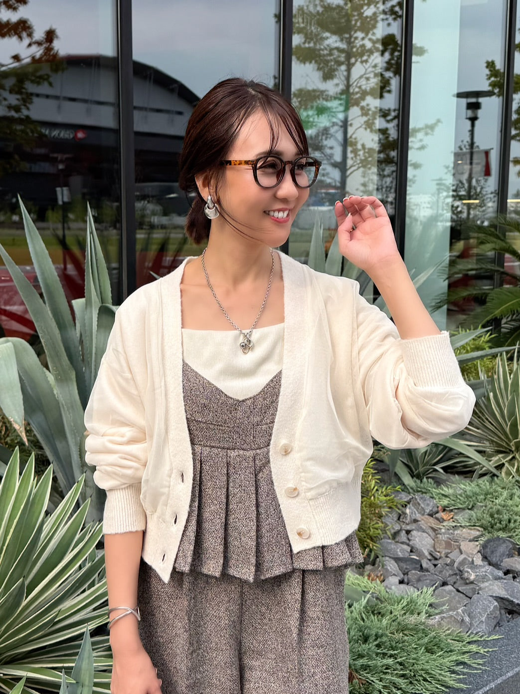 【予約】プリーツビスチェオールインワン / ブラウン(10月下旬発送予定)