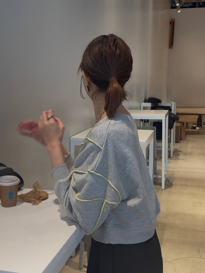 【予約】配色メロープルオーバー／グレー(2月下旬発送予定)