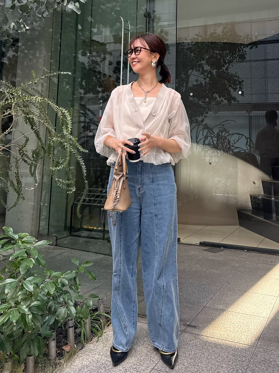 [新作300円OFF] 【予約】チュールシアーカーディガン / ベージュ(4月上旬発送予定)