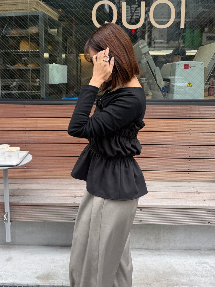 ドレープロングTシャツ / ブラック