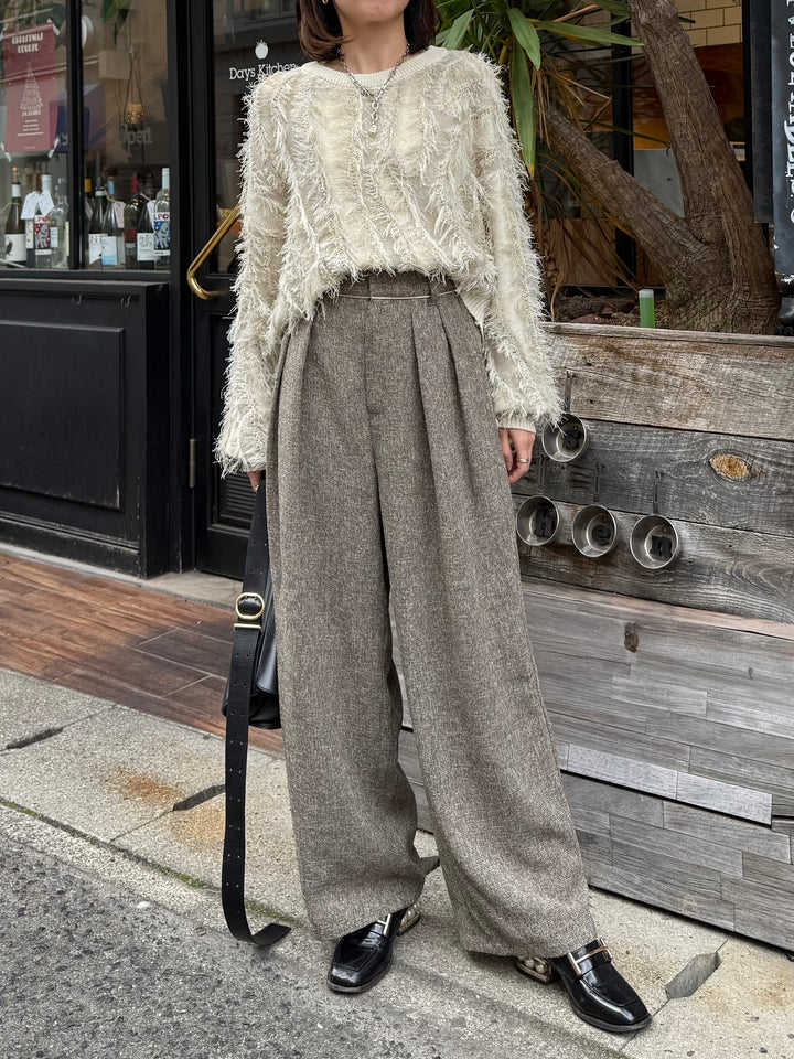 【予約】サマーツイードタックパンツ / ブラウン(2月中旬頃発送予定)