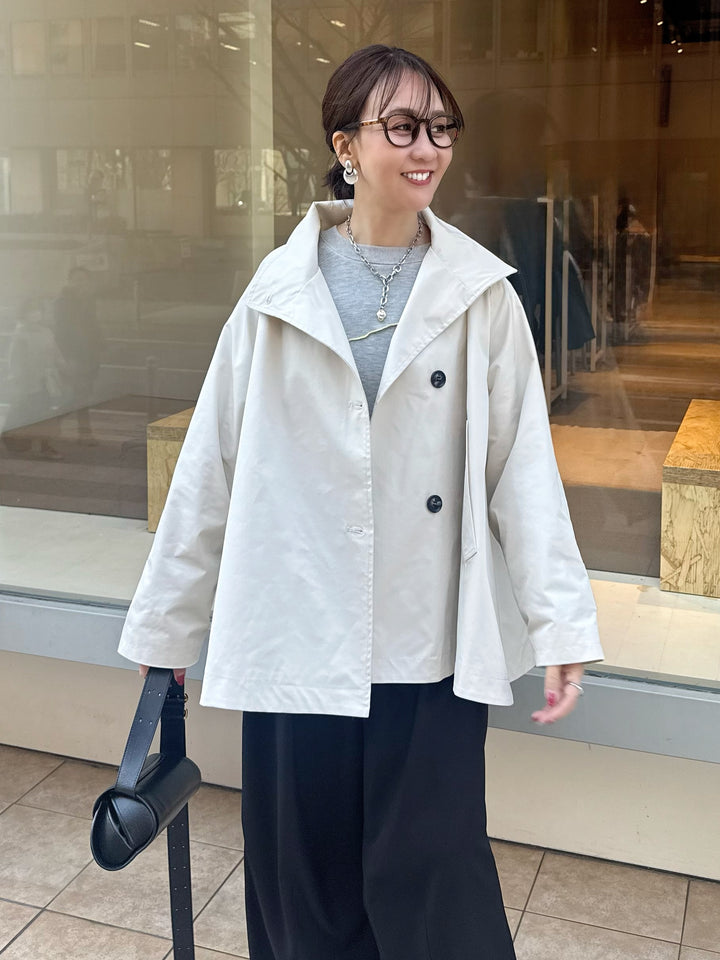 スタンドカラーミドルコート / オフホワイト