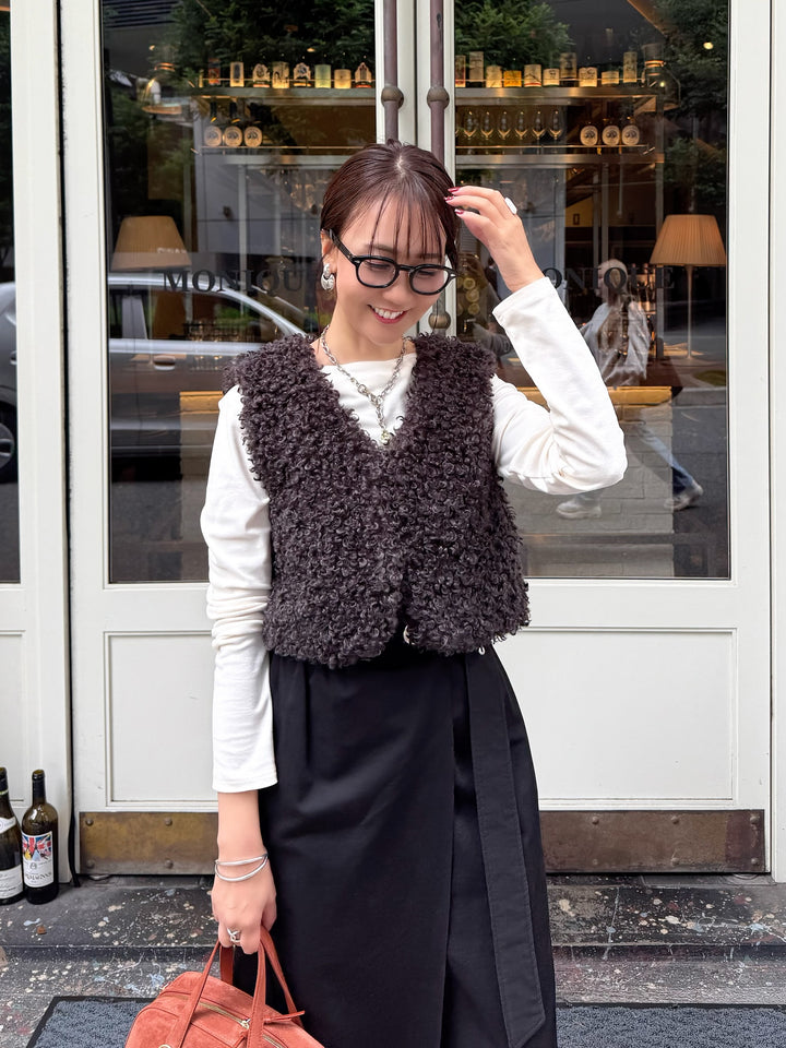 ベロアボートネックプルオーバー / アイボリー