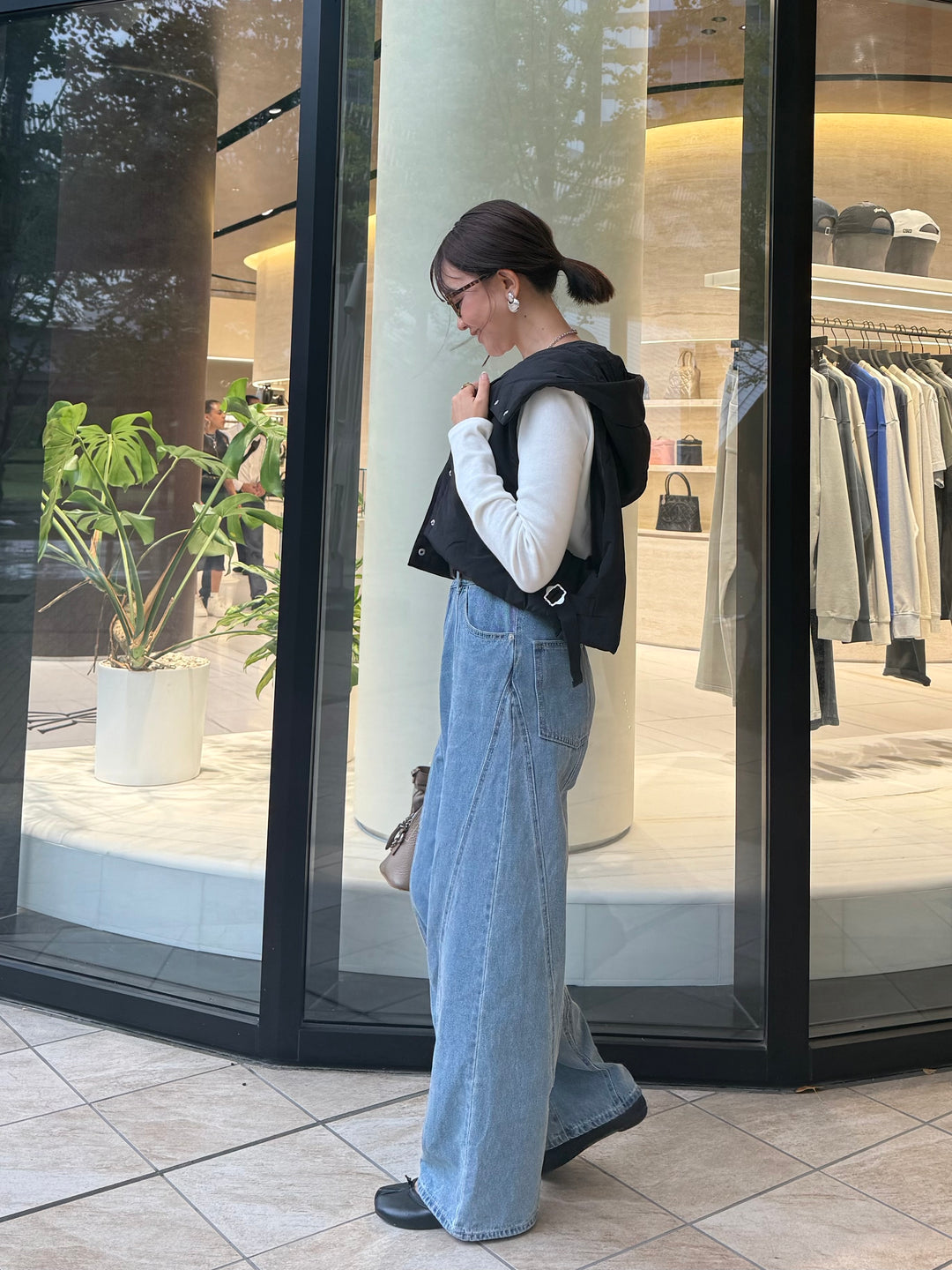 中綿フードベスト / ブラック