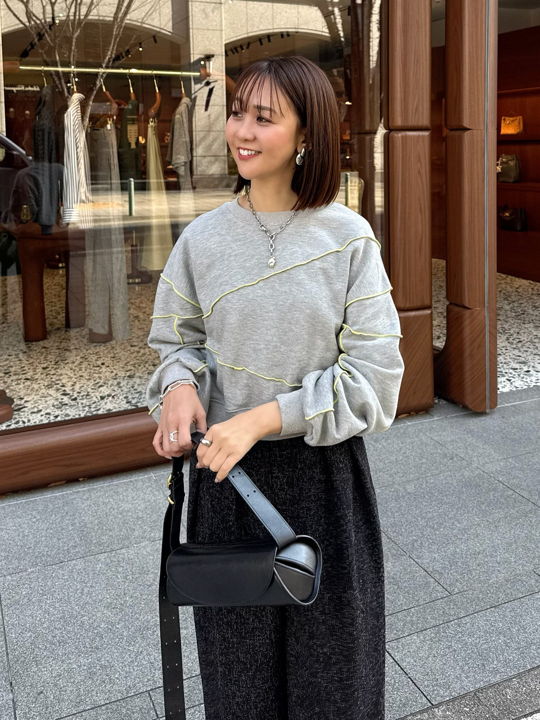 【予約】配色メロープルオーバー／グレー(2月下旬発送予定)