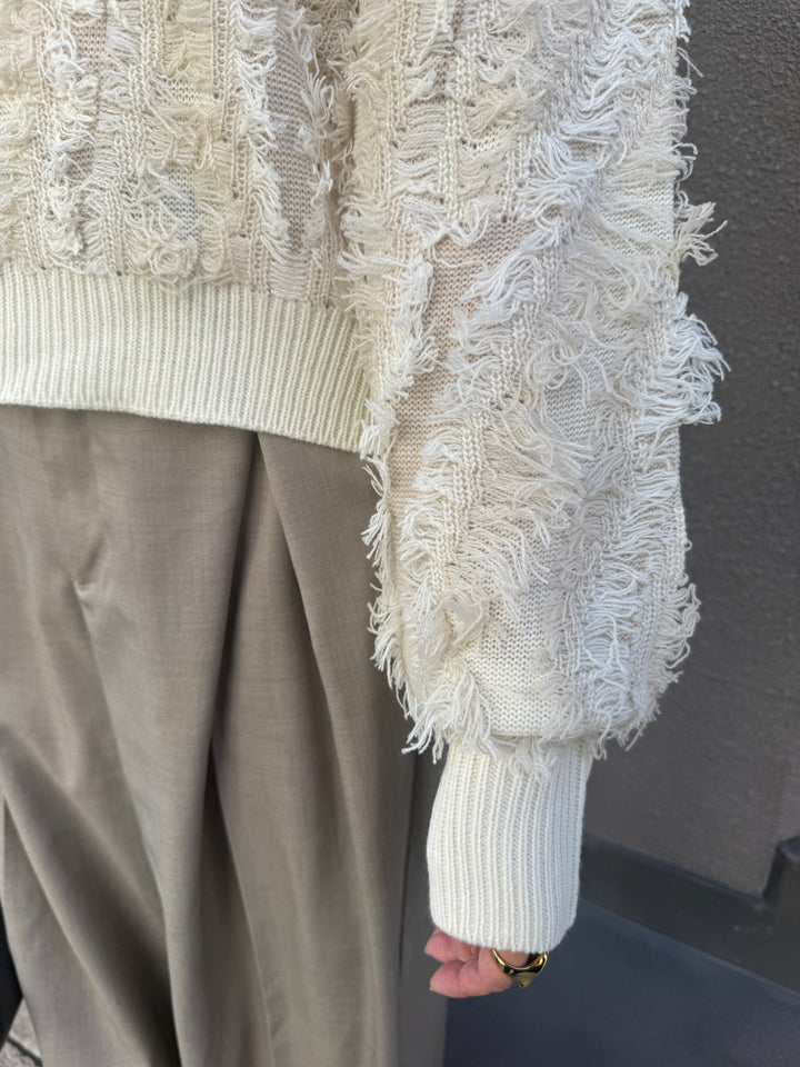 【予約】フリンジニットプルオーパー / アイボリー(11月下旬発送予定)