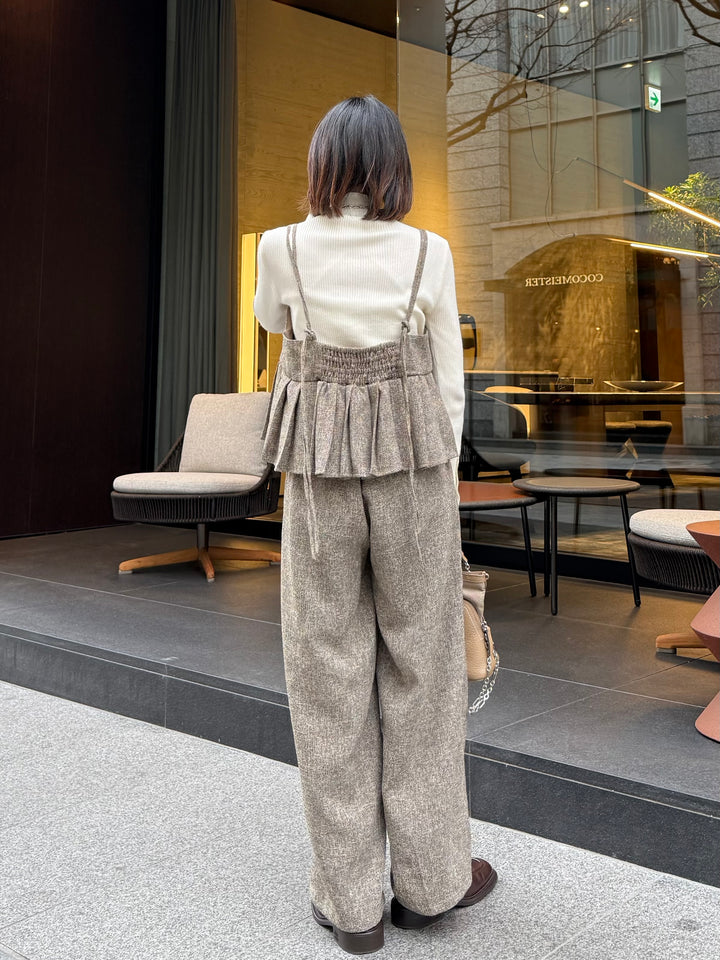 【予約】サマーツイードタックパンツ / ブラウン(2月中旬頃発送予定)