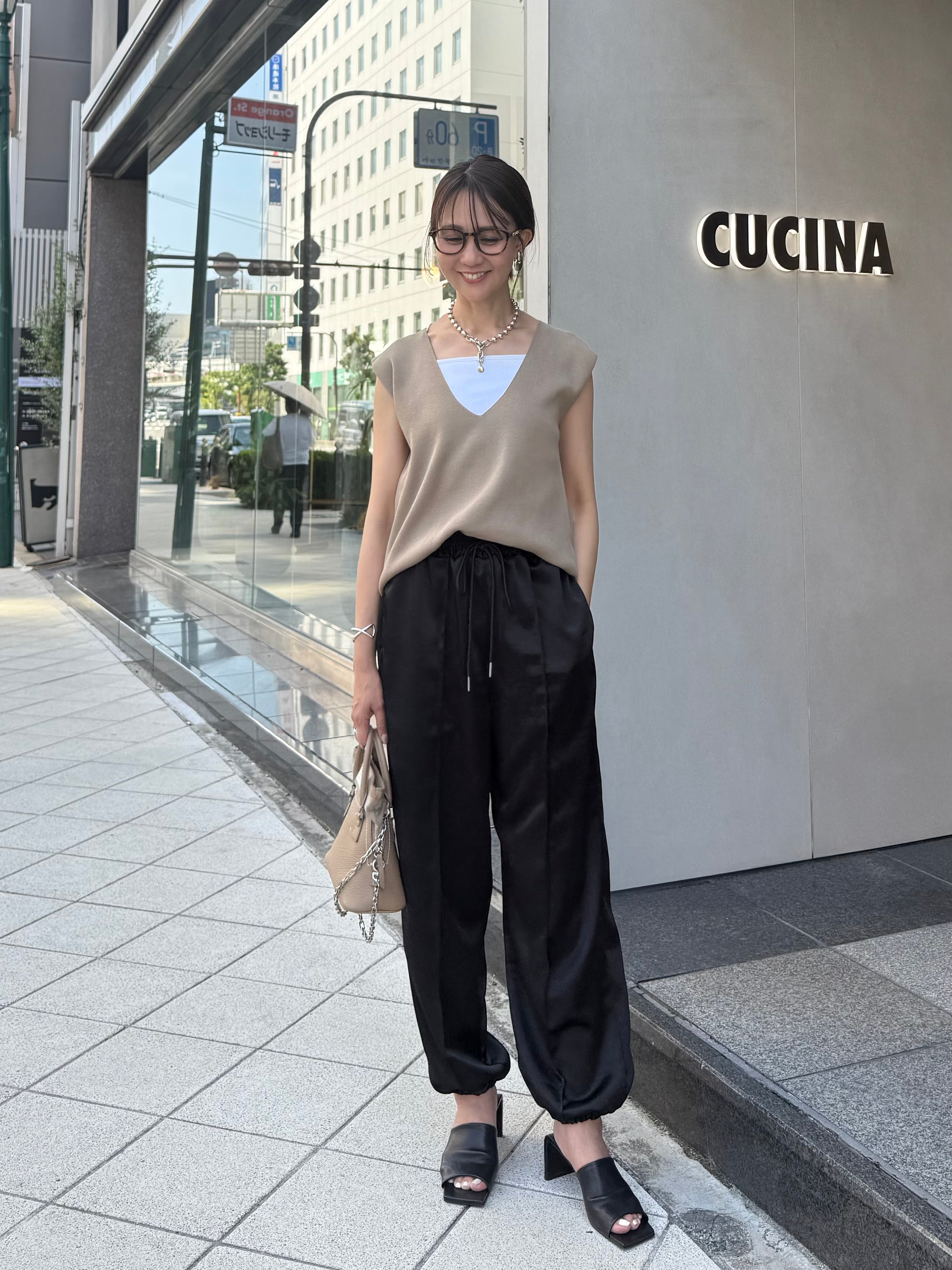 pois ポワ　サテンジョガーパンツ　ブラック サテンジョガーパンツ / ブラック – fosie