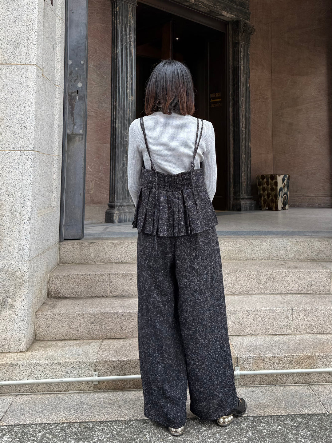 【予約】サマーツイードタックパンツ / ブラック(2月中旬頃発送予定)