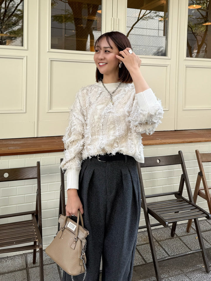 【予約】フリンジニットプルオーパー / アイボリー(11月下旬発送予定)