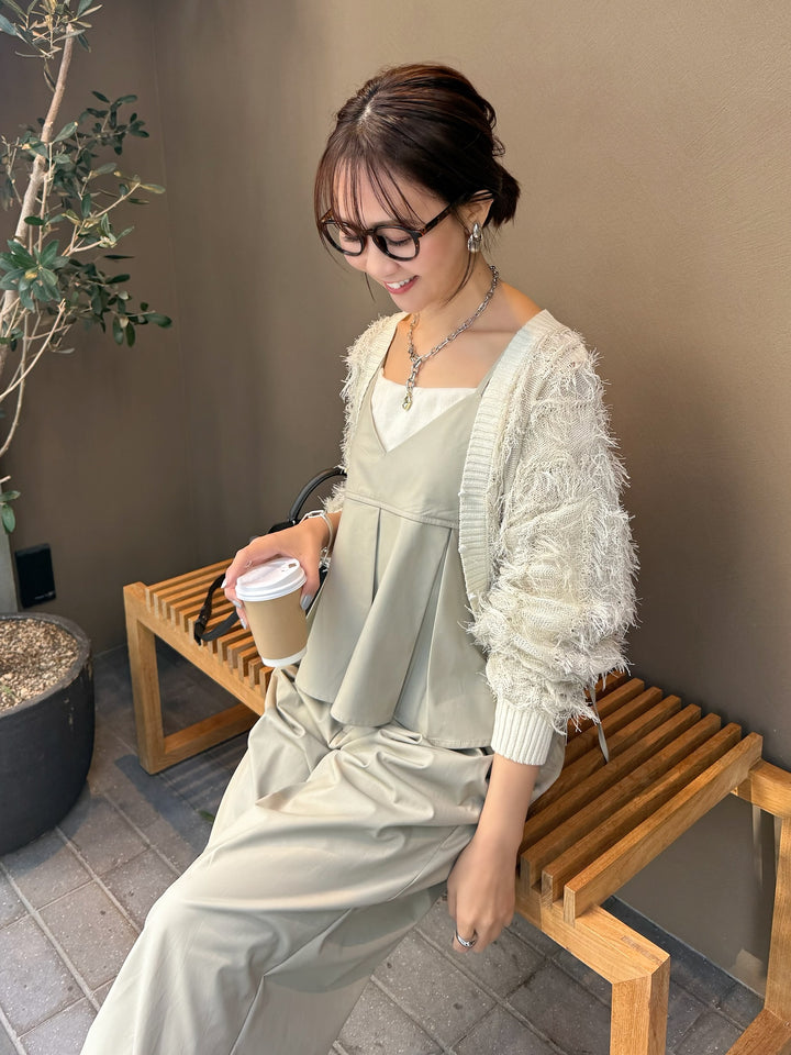 ウォッシャブルフェイクレザーキャミソール / エクリュ