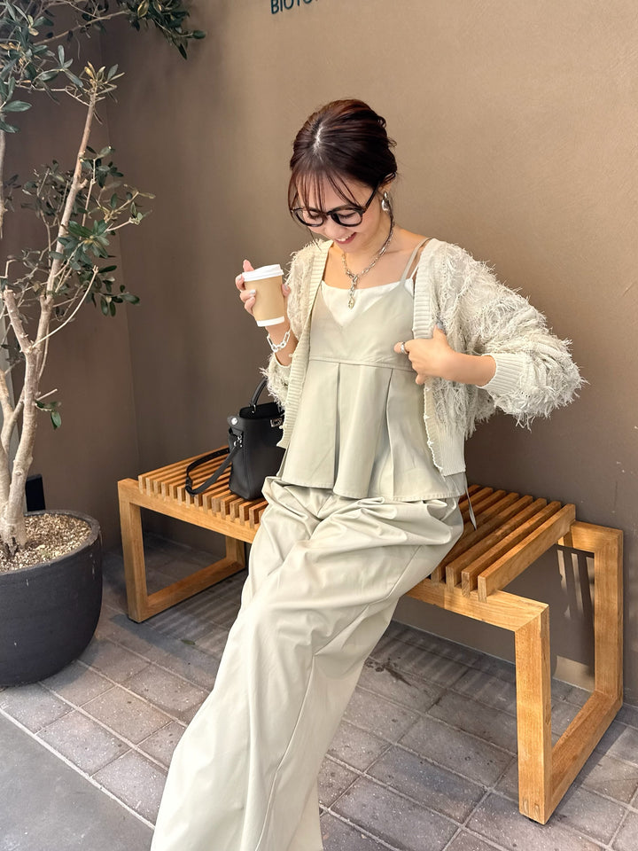 ウォッシャブルフェイクレザーキャミソール / エクリュ