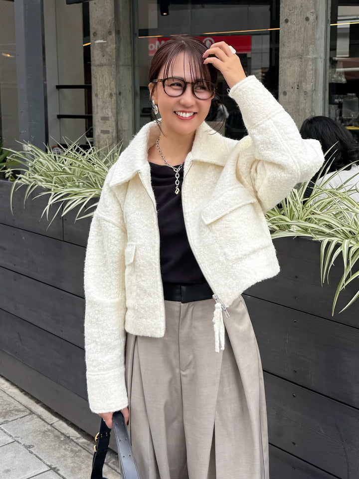 ループツイードショートジャケット / アイボリー