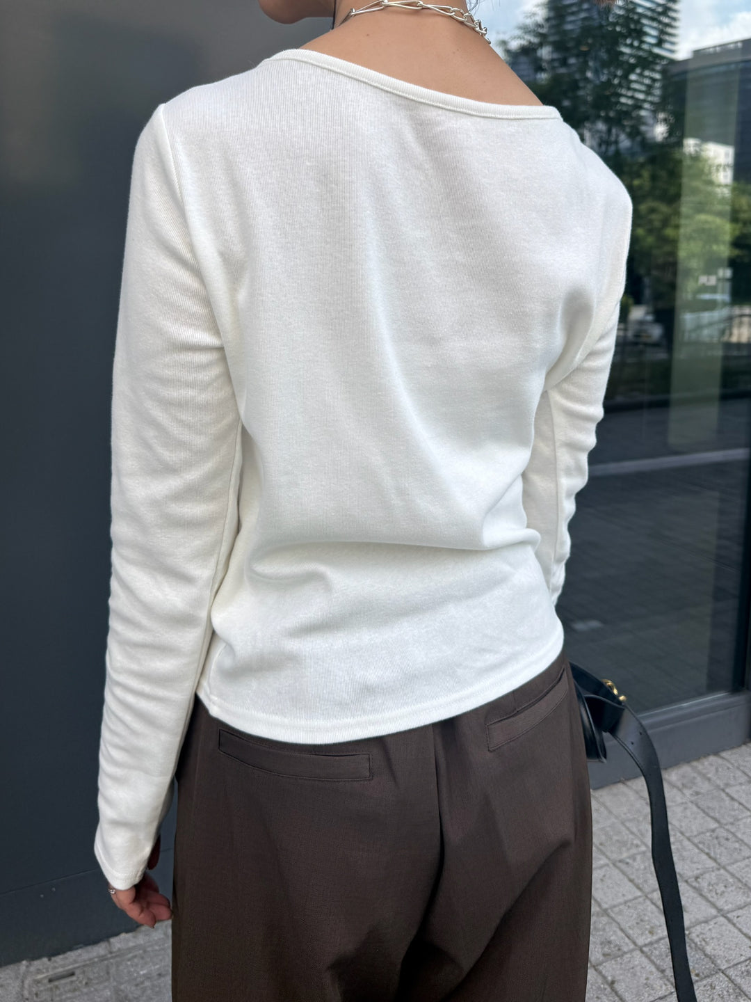 [新作300円OFF]起毛ドレープロングTシャツ / ホワイト