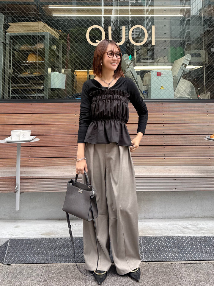 ドレープロングTシャツ / ブラック