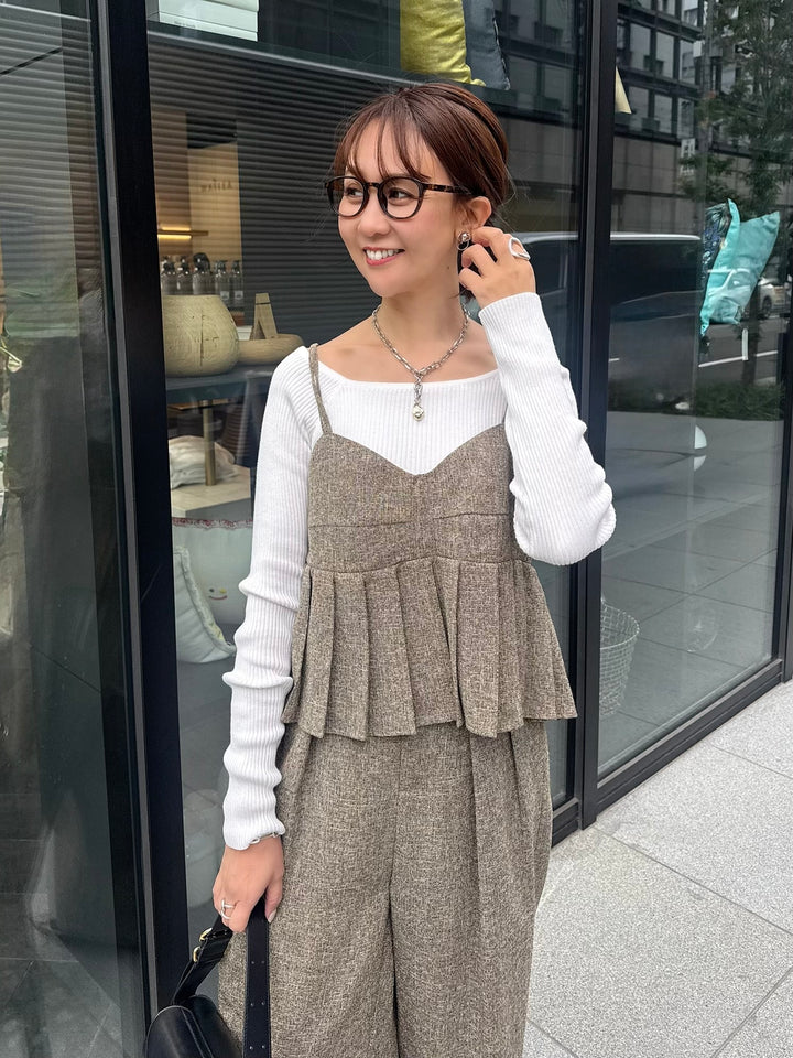 スクエアネックリブニットプルオーバー  / オフホワイト