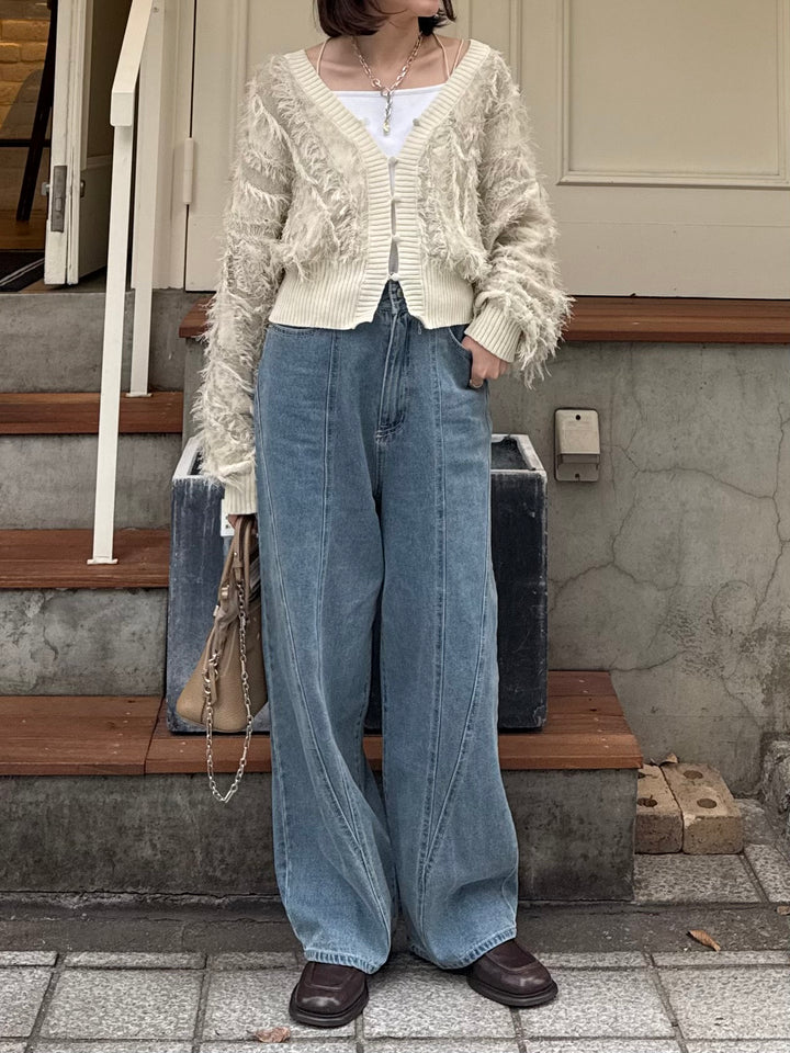 【予約】切替えストレートデニムパンツ / ブルー(1月下旬発送予定)