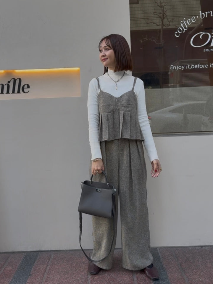 袖ボタンハイネックニット / アイボリー