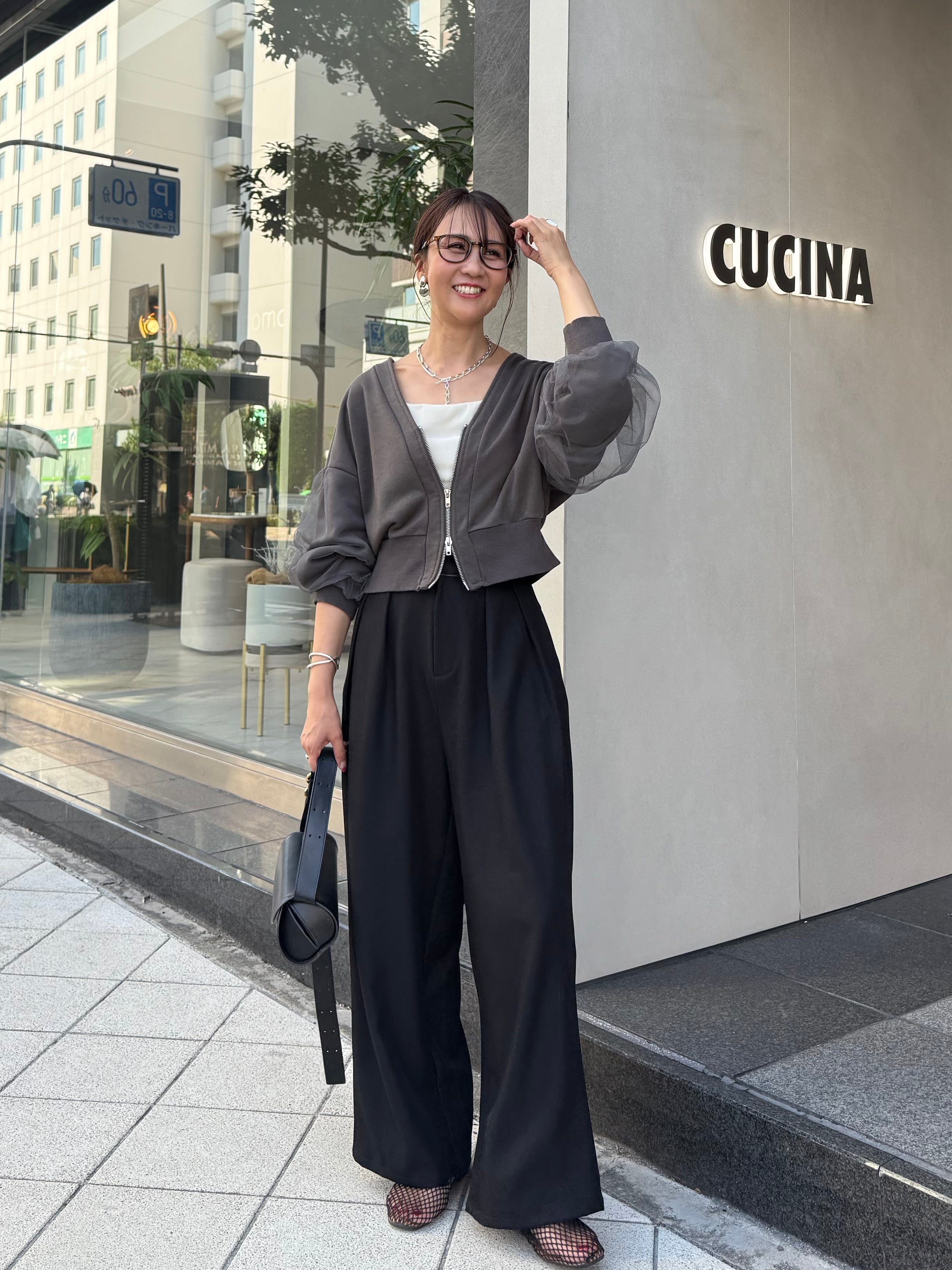 ✨ぞうねこちゃんねる✨チュール付きグレー長袖トップス sakishimatokyo tシャツ チュールドッキング 長袖トップス/TOPS/ロンT