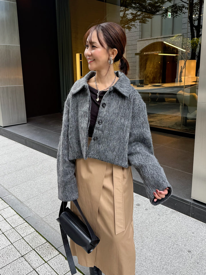 シャギーショートジャケット / グレー