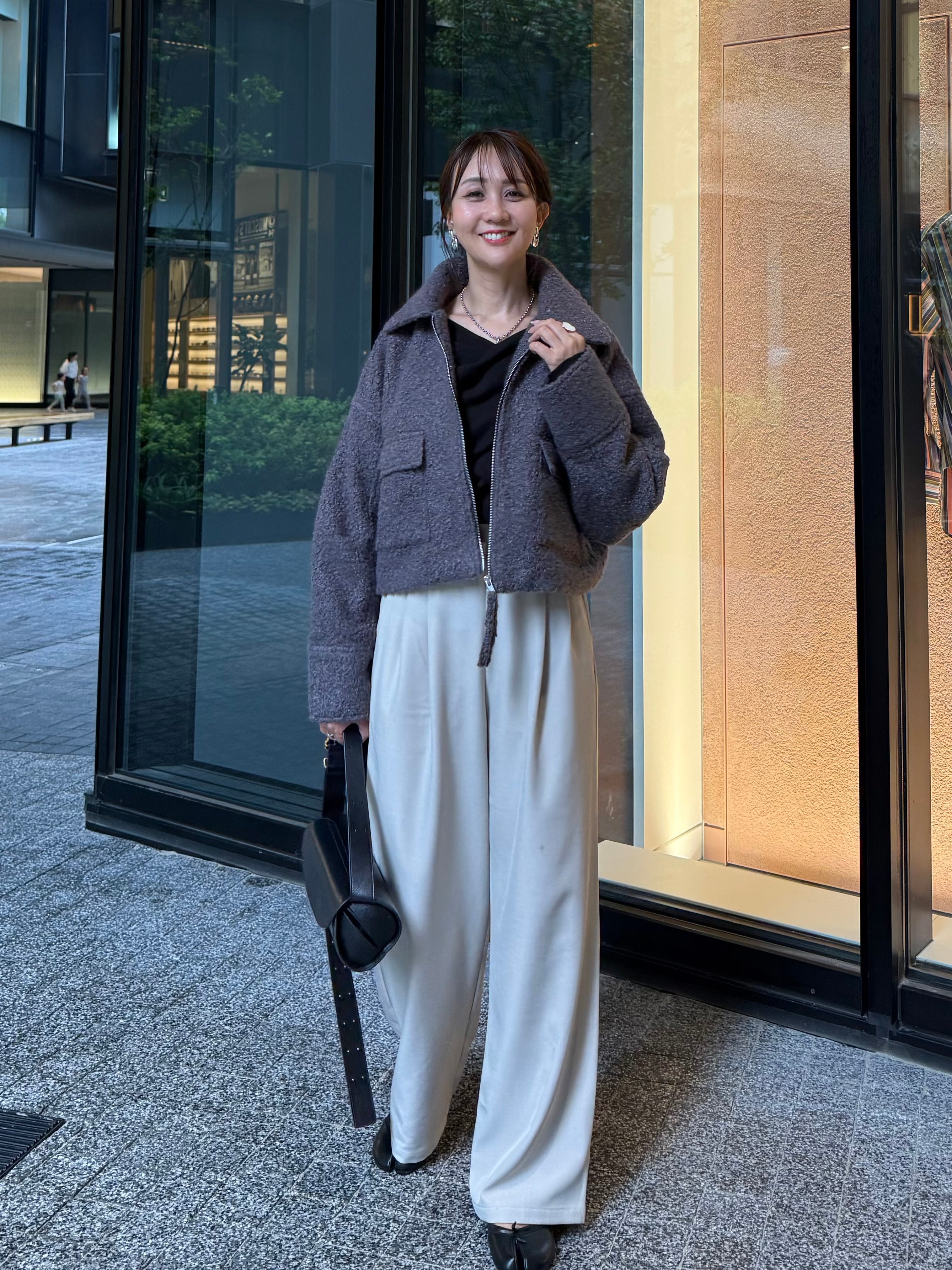 ループツイードショートジャケット / グレー – fosie