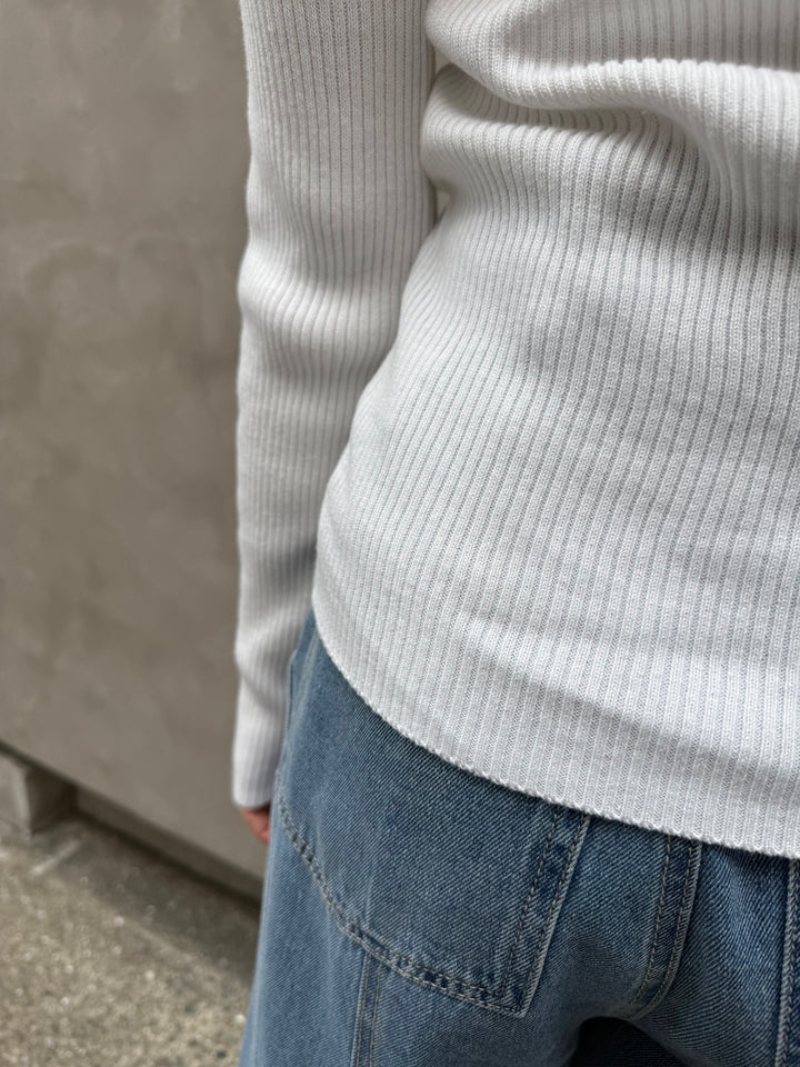 スクエアネックリブニットプルオーバー  / オフホワイト