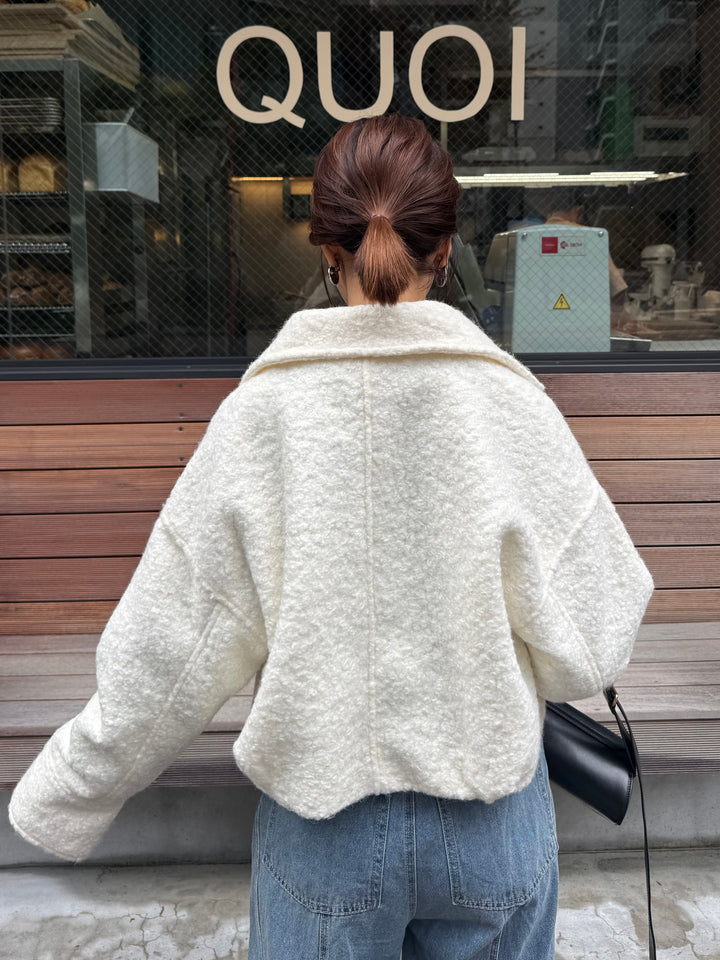 ループツイードショートジャケット / アイボリー