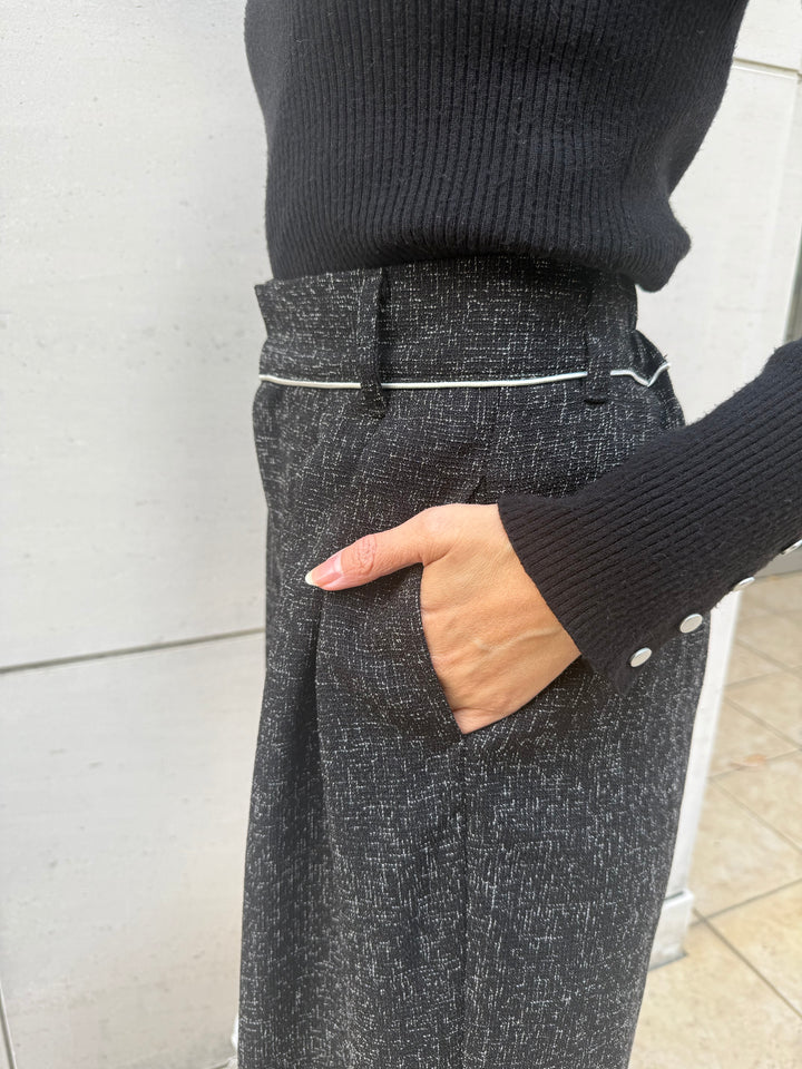 【予約】サマーツイードタックパンツ / ブラック(2月中旬頃発送予定)