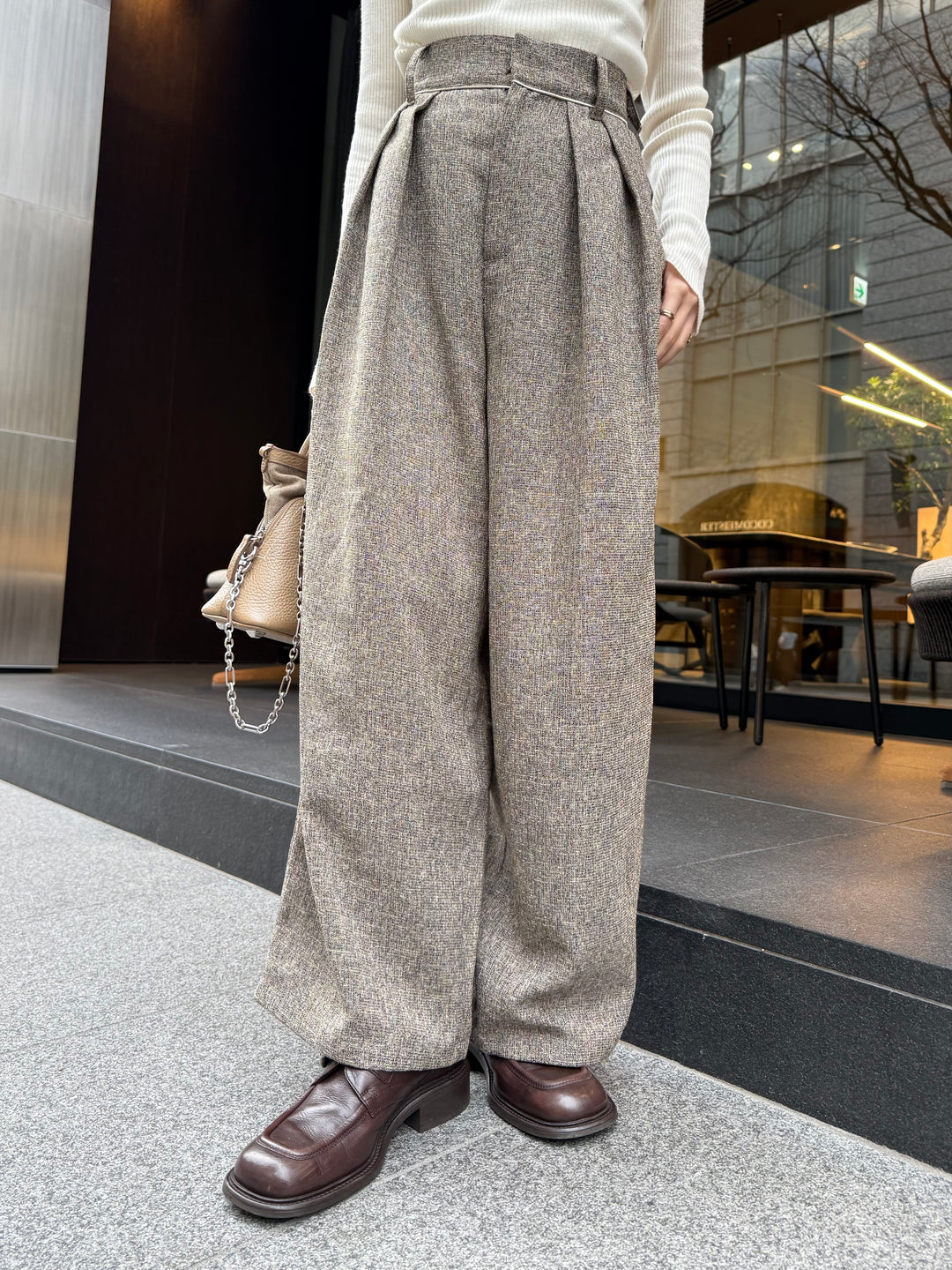 【予約】サマーツイードタックパンツ / ブラウン(2月中旬頃発送予定)