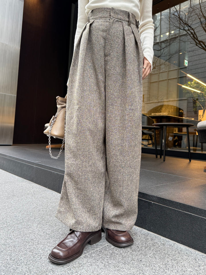 【予約】サマーツイードタックパンツ / ブラウン(2月中旬頃発送予定)