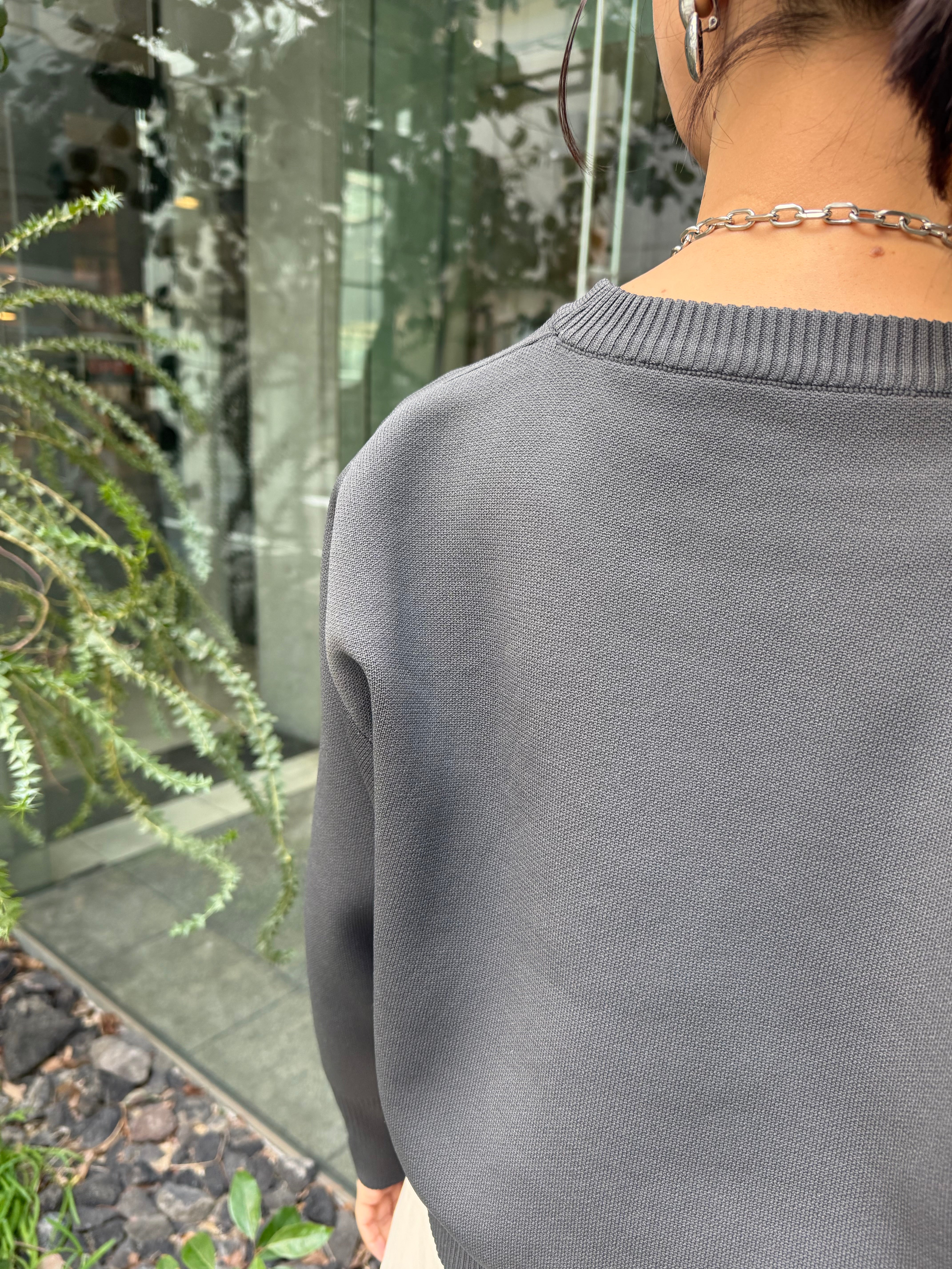 新作300円OFF]【予約】クロップド丈ダンボールニット /チャコール(3月