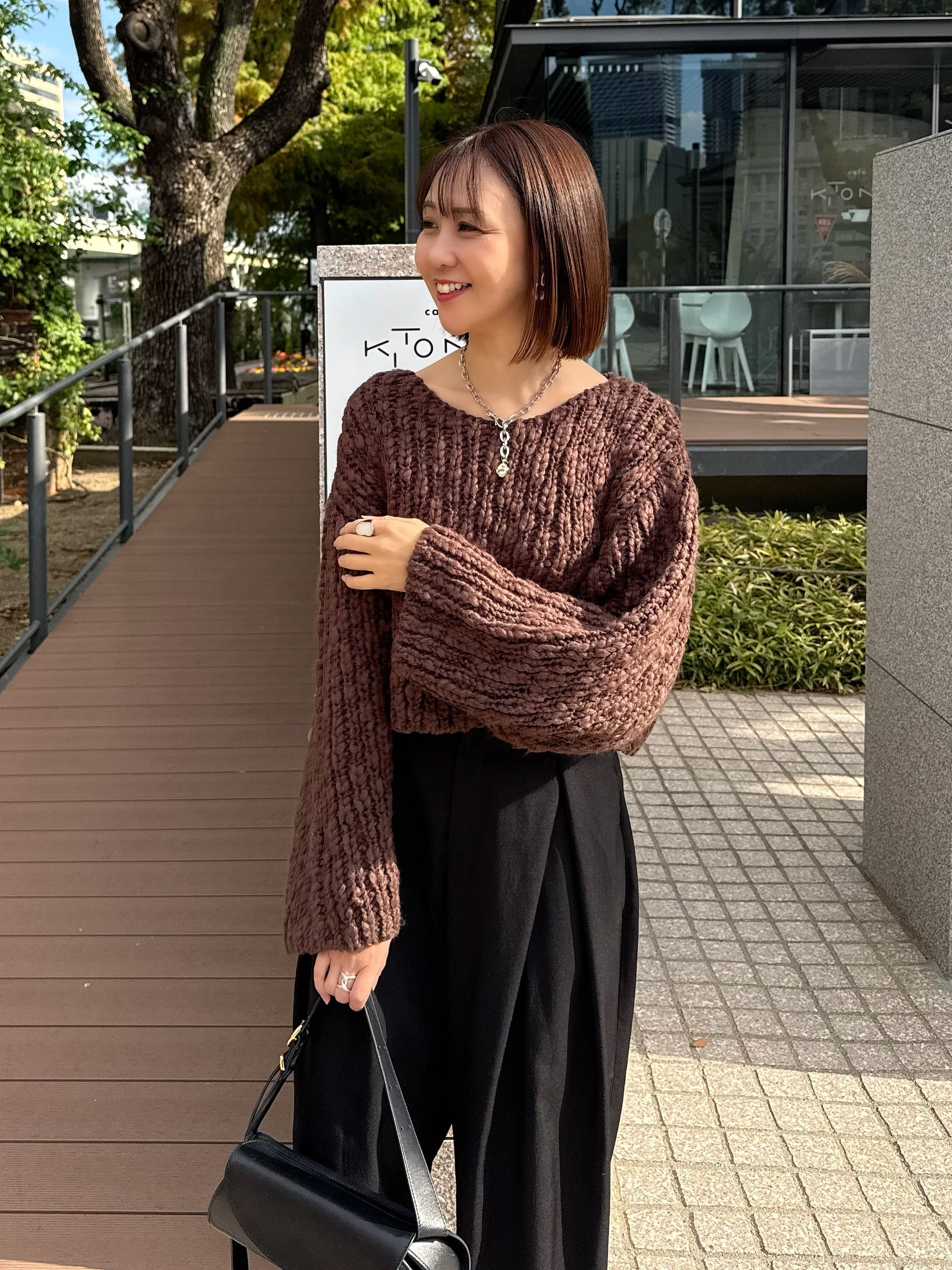 チャンキークロップドニット / ブラウン – fosie