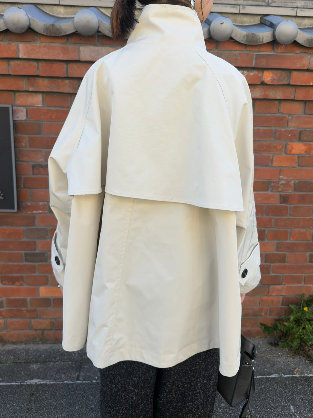 スタンドカラーミドルコート / オフホワイト