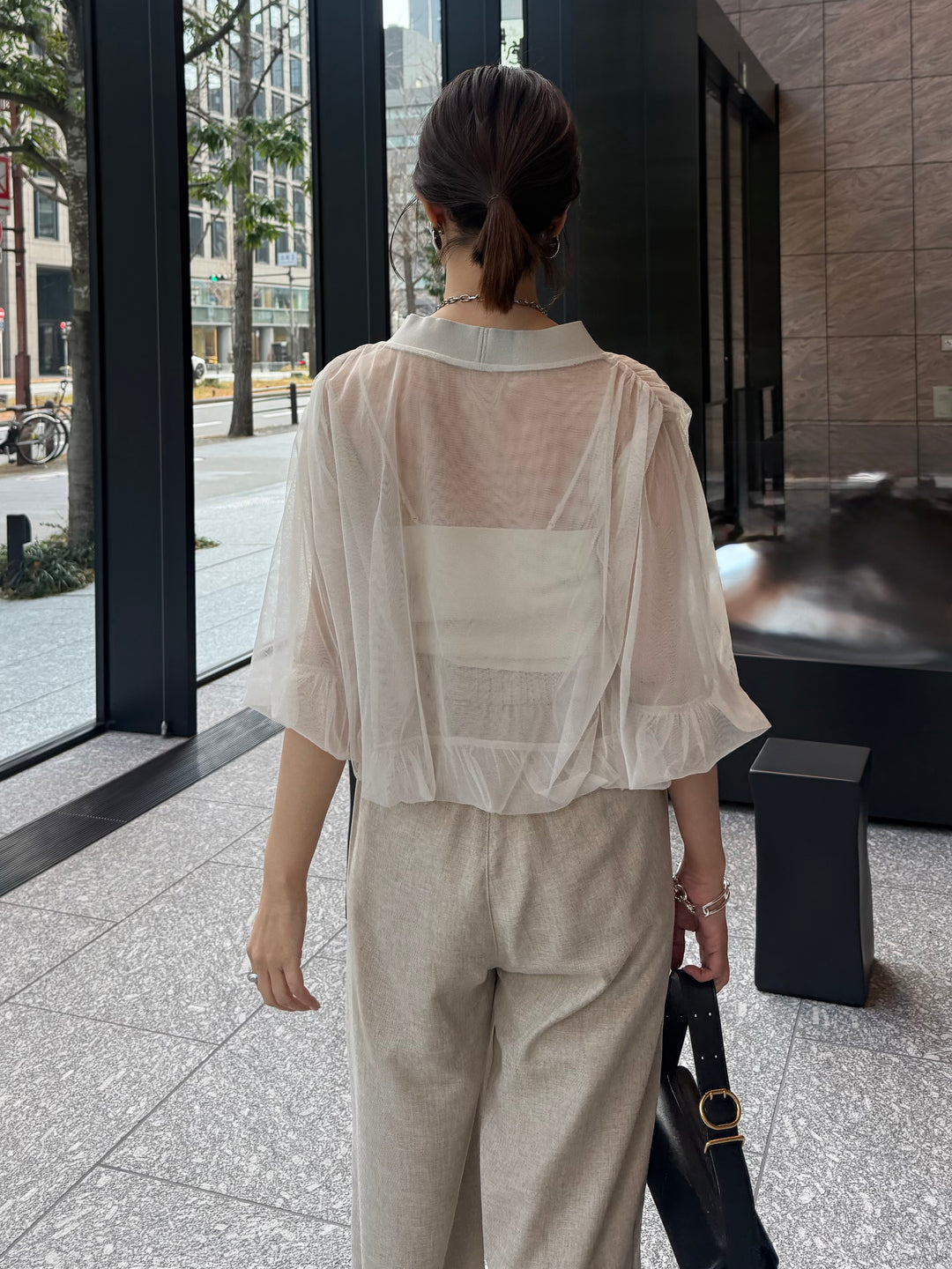 [新作300円OFF] 【予約】チュールシアーカーディガン / ベージュ(4月上旬発送予定)