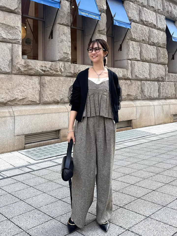 袖チュールカーディガン / ブラック