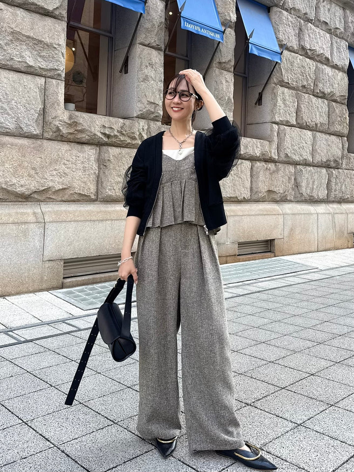 袖チュールカーディガン / ブラック