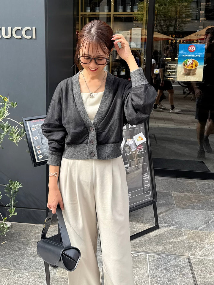 チュールニットカーディガン / ブラック