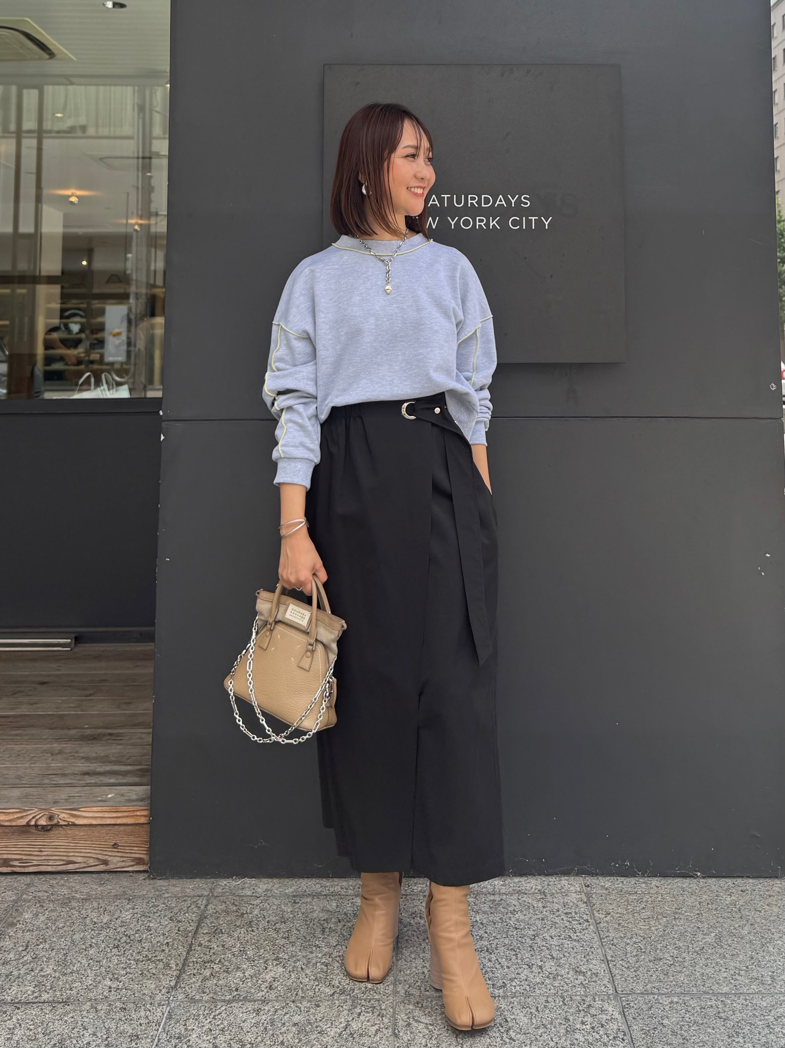 SET] 【予約】裏毛配色メロープルオーバー / グレー + ベルト