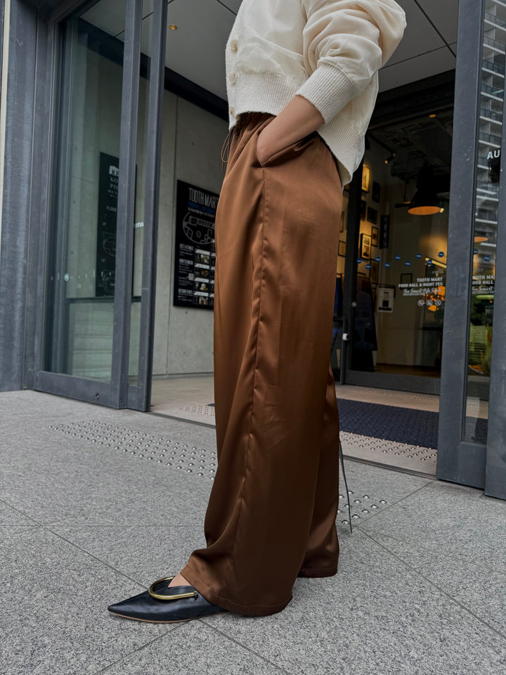 サテンイージーパンツ / ブラウン