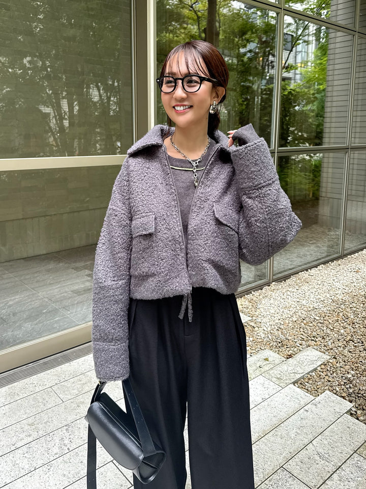 ループツイードショートジャケット / グレー