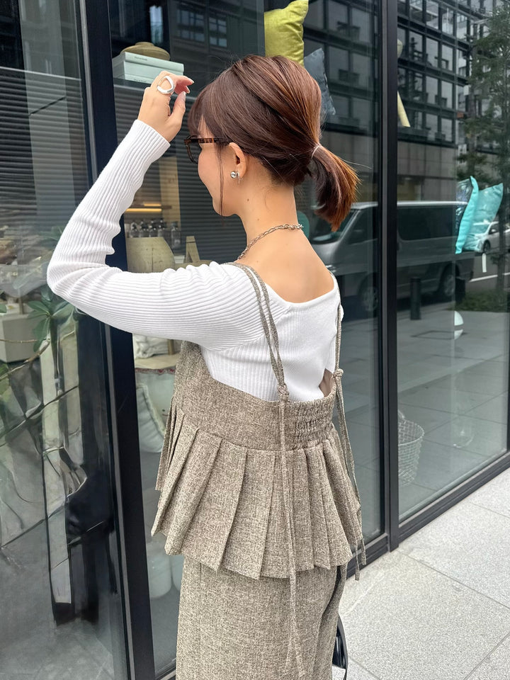 スクエアネックリブニットプルオーバー  / オフホワイト