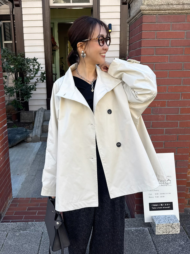 スタンドカラーミドルコート / オフホワイト
