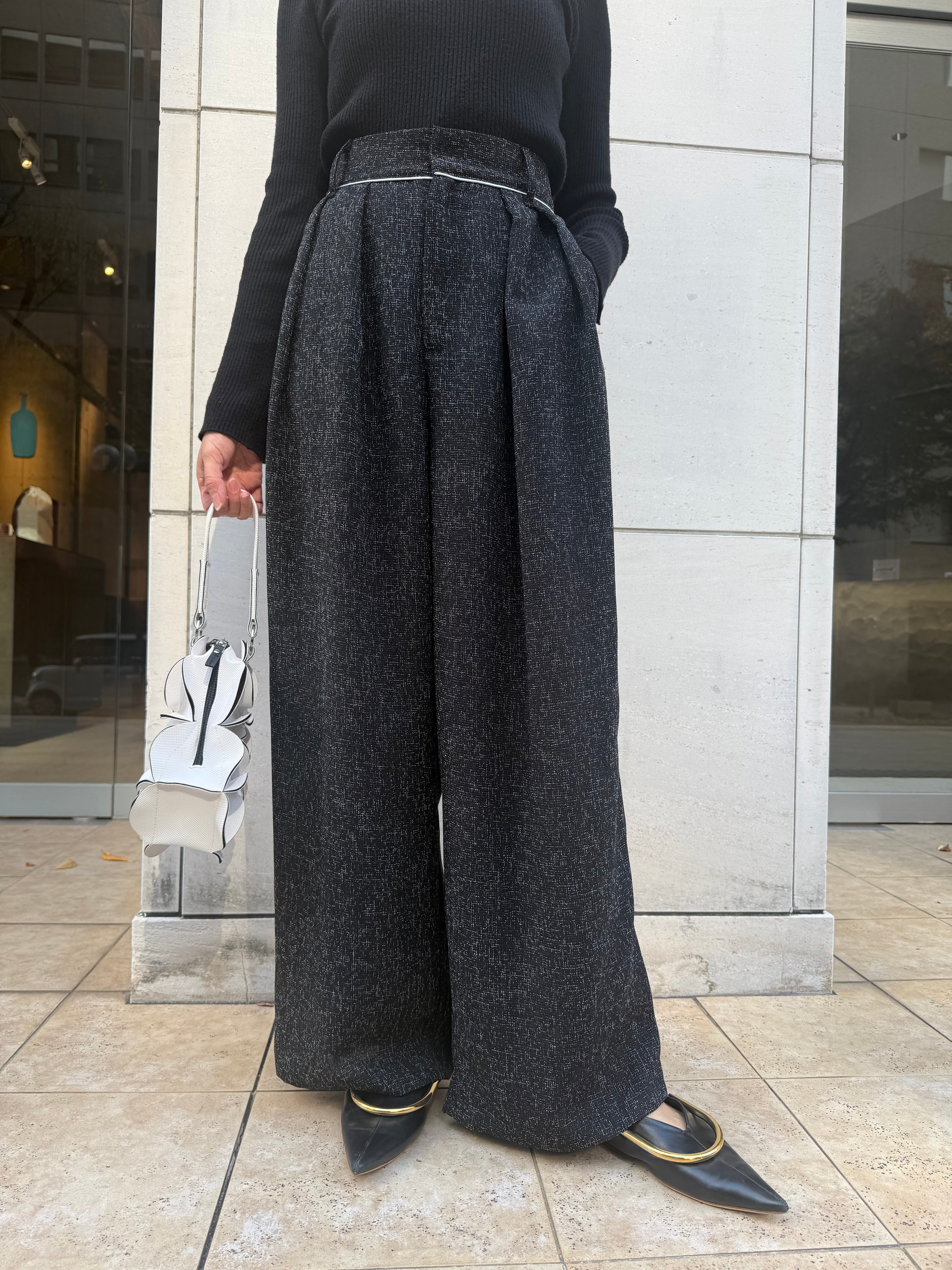 新作300円OFF]【予約】サマーツイードタックパンツ / ブラック(2月中旬