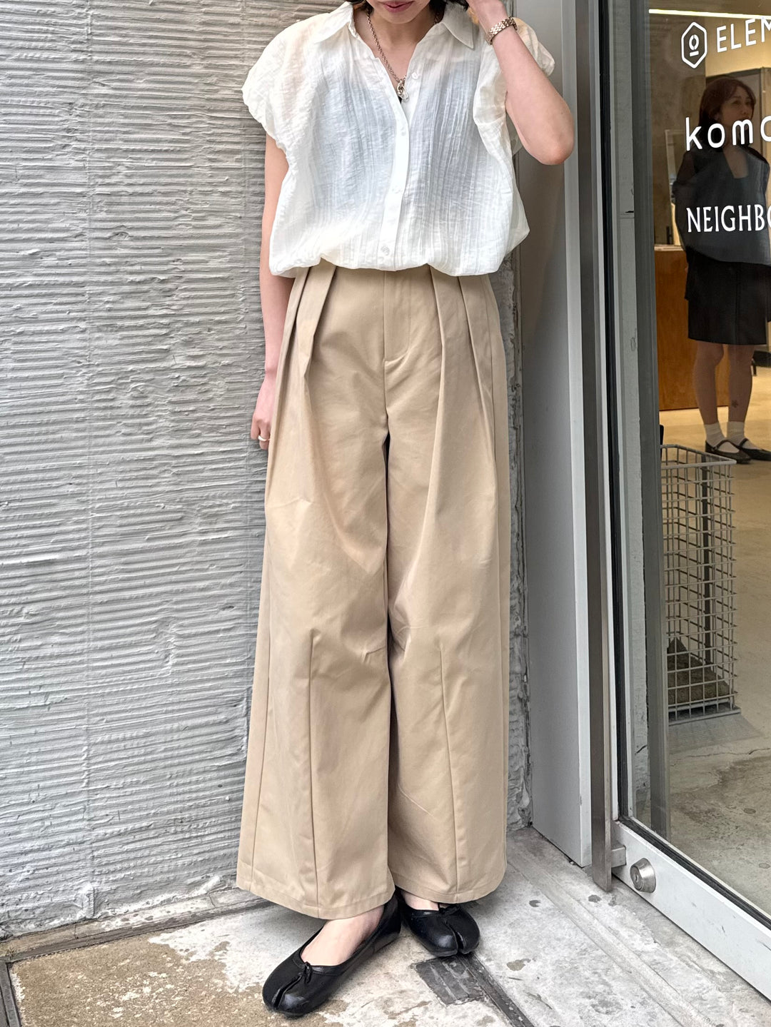 【予約】ツイルタックワイドパンツ / ベージュ(6月上旬発送予定)