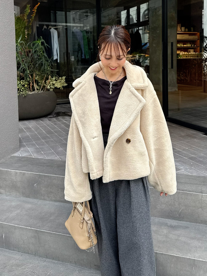 【予約】ボアショートコート / ライトベージュ(12月中旬発送予定)