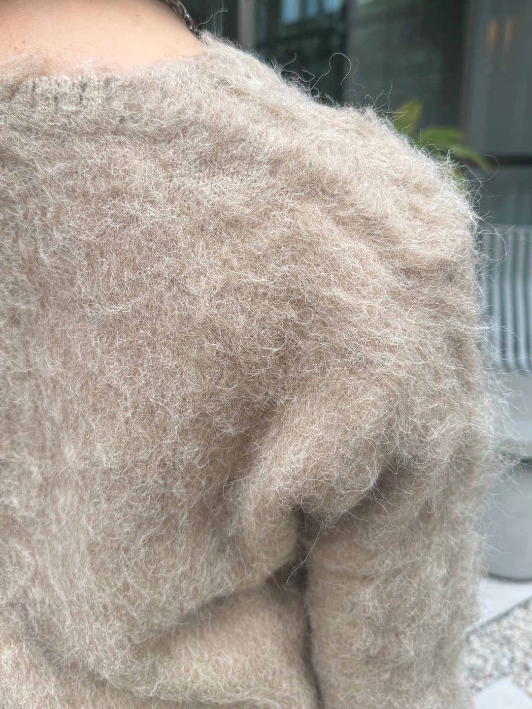 モヘアタッチクロップドカーディガン / ベージュ