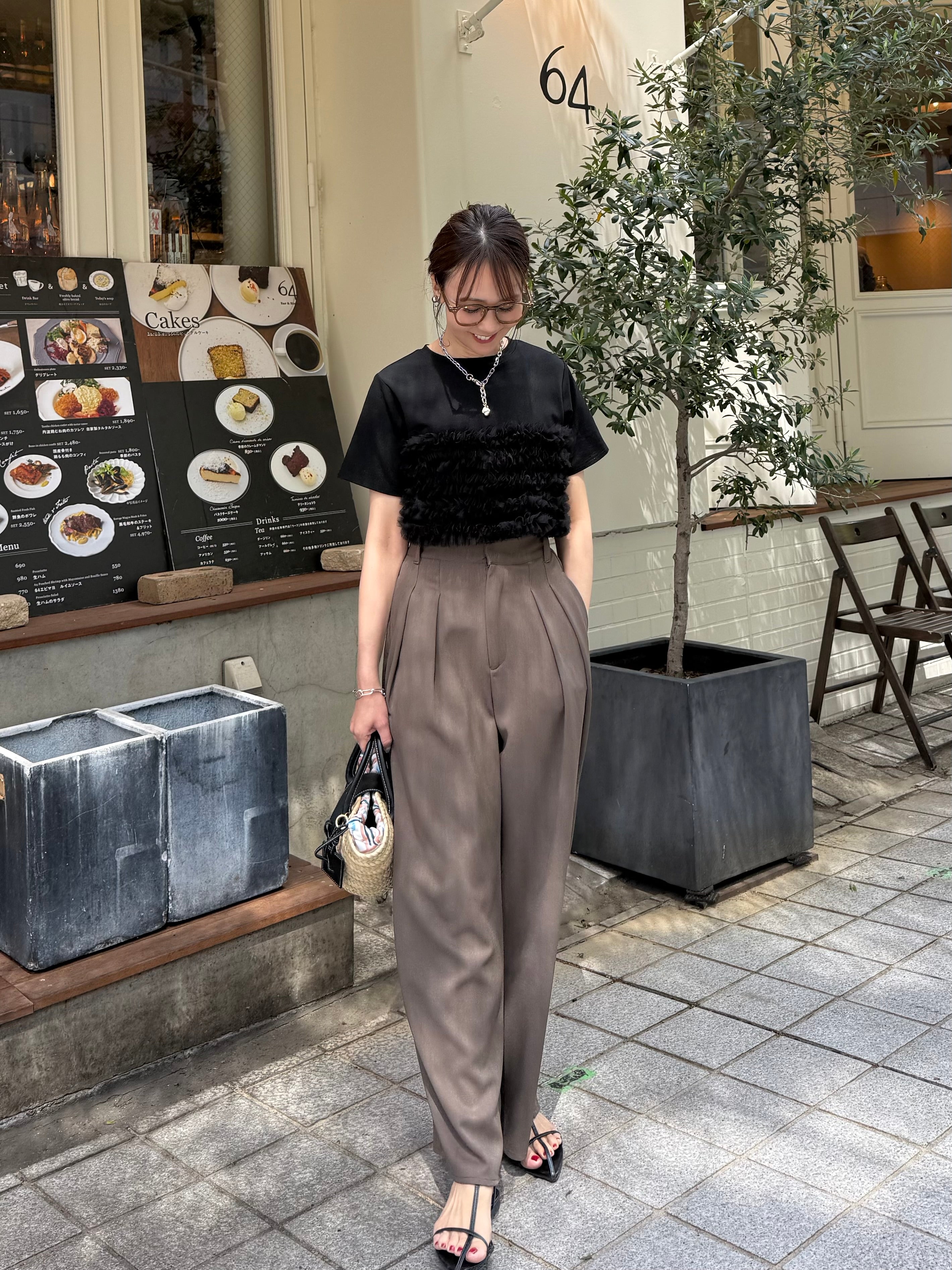 bibbyブラックチュールビスチェ フリル付き 新作300円OFF][SET] チュールフリルビスチェ見えTシャツ / ブラック +