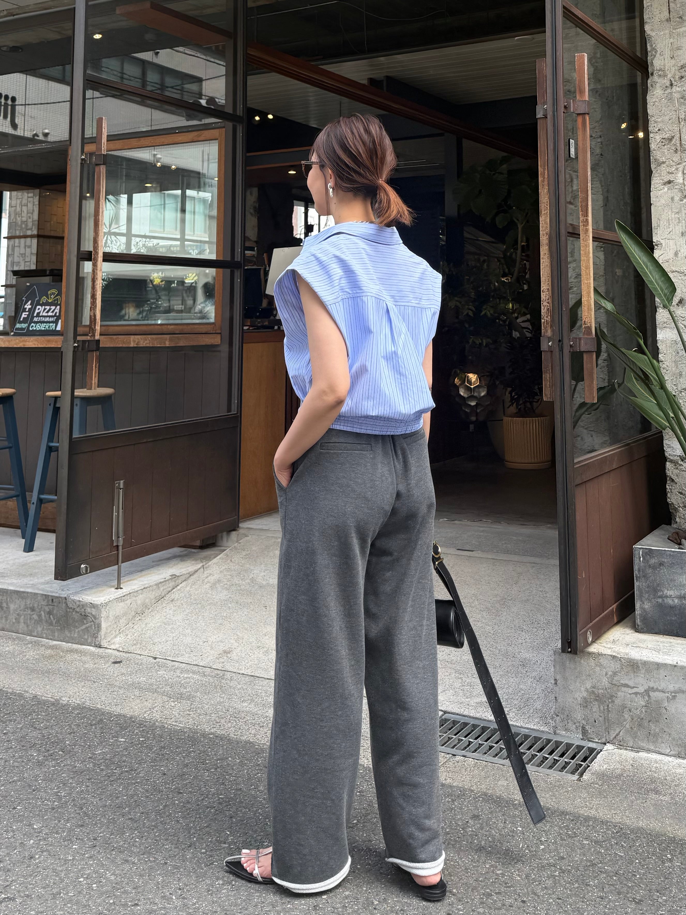 裏毛ピンタックパンツ / チャコール – fosie